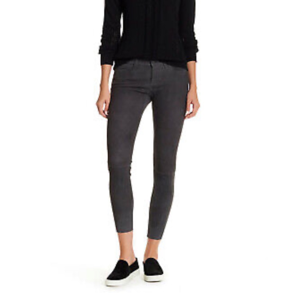 CURRENT ELLIOTT The Stiletto Suede Leather charcoal grey cropped jeans Pants 25